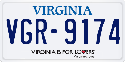VA license plate VGR9174