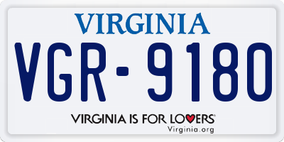 VA license plate VGR9180