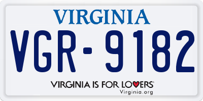 VA license plate VGR9182