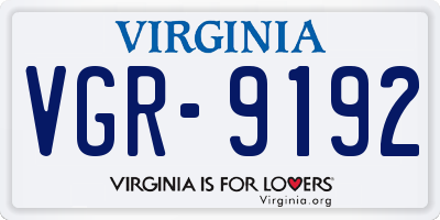 VA license plate VGR9192