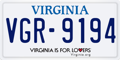 VA license plate VGR9194