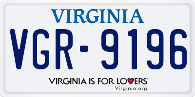 VA license plate VGR9196