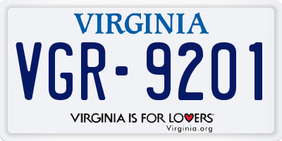 VA license plate VGR9201