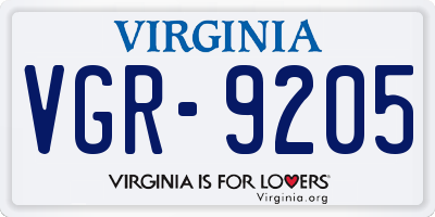 VA license plate VGR9205