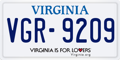 VA license plate VGR9209