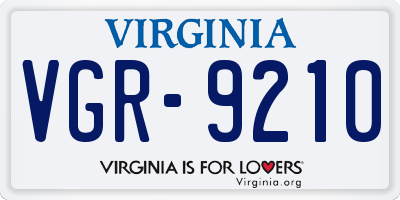 VA license plate VGR9210