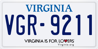 VA license plate VGR9211