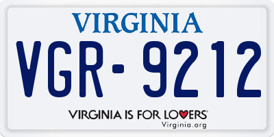 VA license plate VGR9212