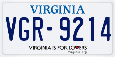 VA license plate VGR9214