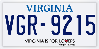 VA license plate VGR9215