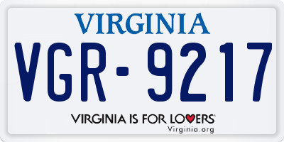 VA license plate VGR9217