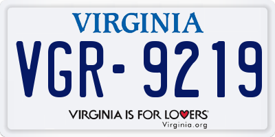 VA license plate VGR9219