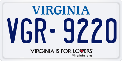 VA license plate VGR9220