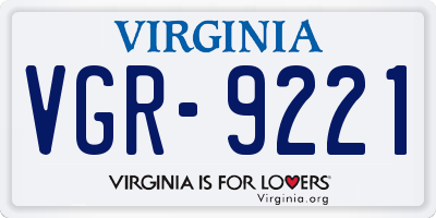 VA license plate VGR9221