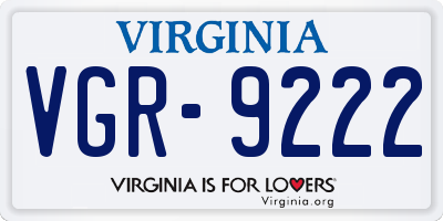 VA license plate VGR9222