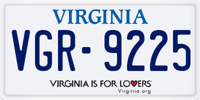 VA license plate VGR9225