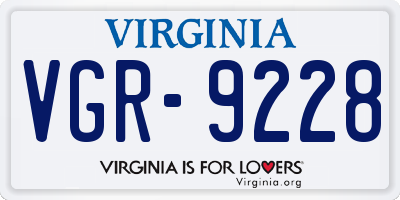 VA license plate VGR9228