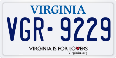 VA license plate VGR9229