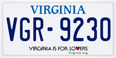 VA license plate VGR9230