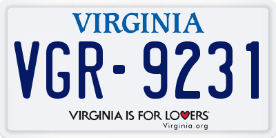 VA license plate VGR9231