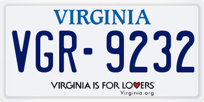 VA license plate VGR9232