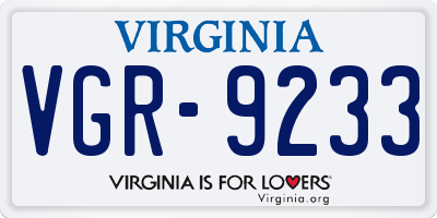 VA license plate VGR9233