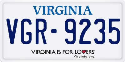 VA license plate VGR9235