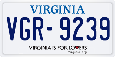 VA license plate VGR9239