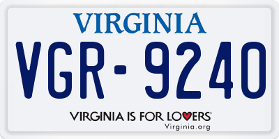 VA license plate VGR9240