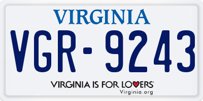 VA license plate VGR9243