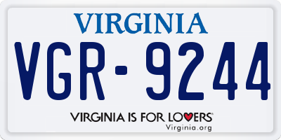 VA license plate VGR9244