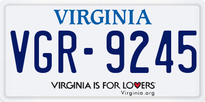 VA license plate VGR9245