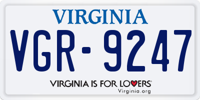 VA license plate VGR9247
