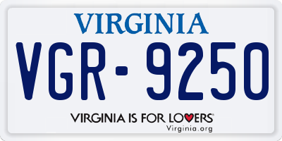 VA license plate VGR9250