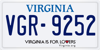 VA license plate VGR9252