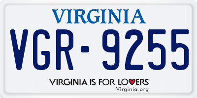 VA license plate VGR9255