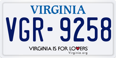 VA license plate VGR9258