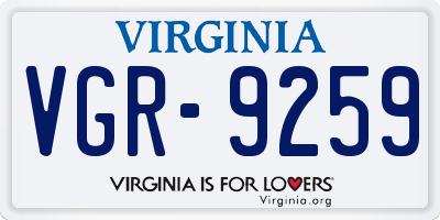 VA license plate VGR9259
