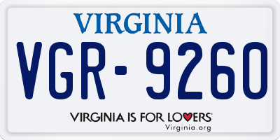 VA license plate VGR9260
