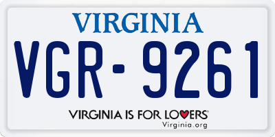 VA license plate VGR9261