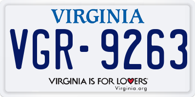 VA license plate VGR9263