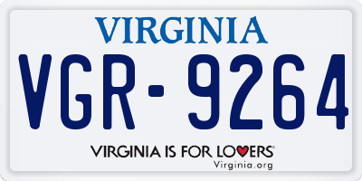 VA license plate VGR9264