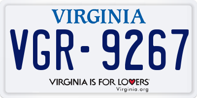VA license plate VGR9267