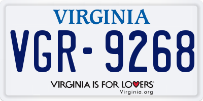 VA license plate VGR9268