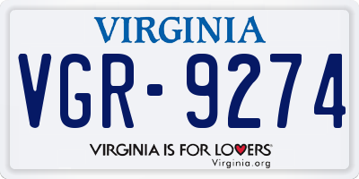 VA license plate VGR9274
