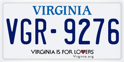 VA license plate VGR9276