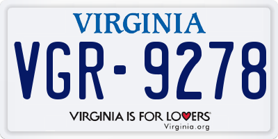 VA license plate VGR9278