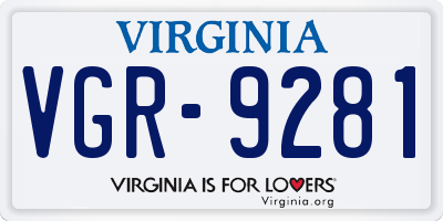 VA license plate VGR9281