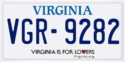 VA license plate VGR9282