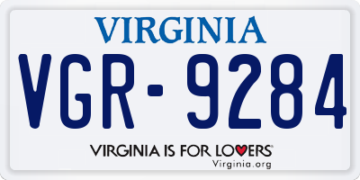 VA license plate VGR9284